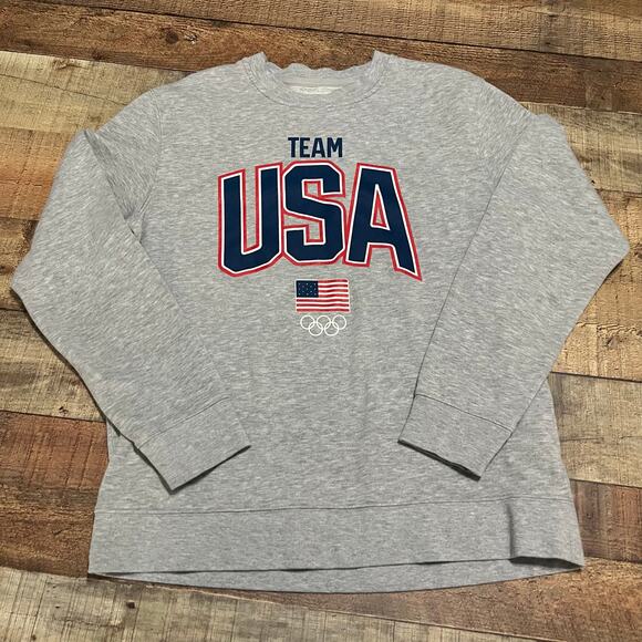 Fanatics Team USA 2024 Olympics Heather Gray Unisex Crewneck Sweatshirt Sz L - Picture 1 of 3